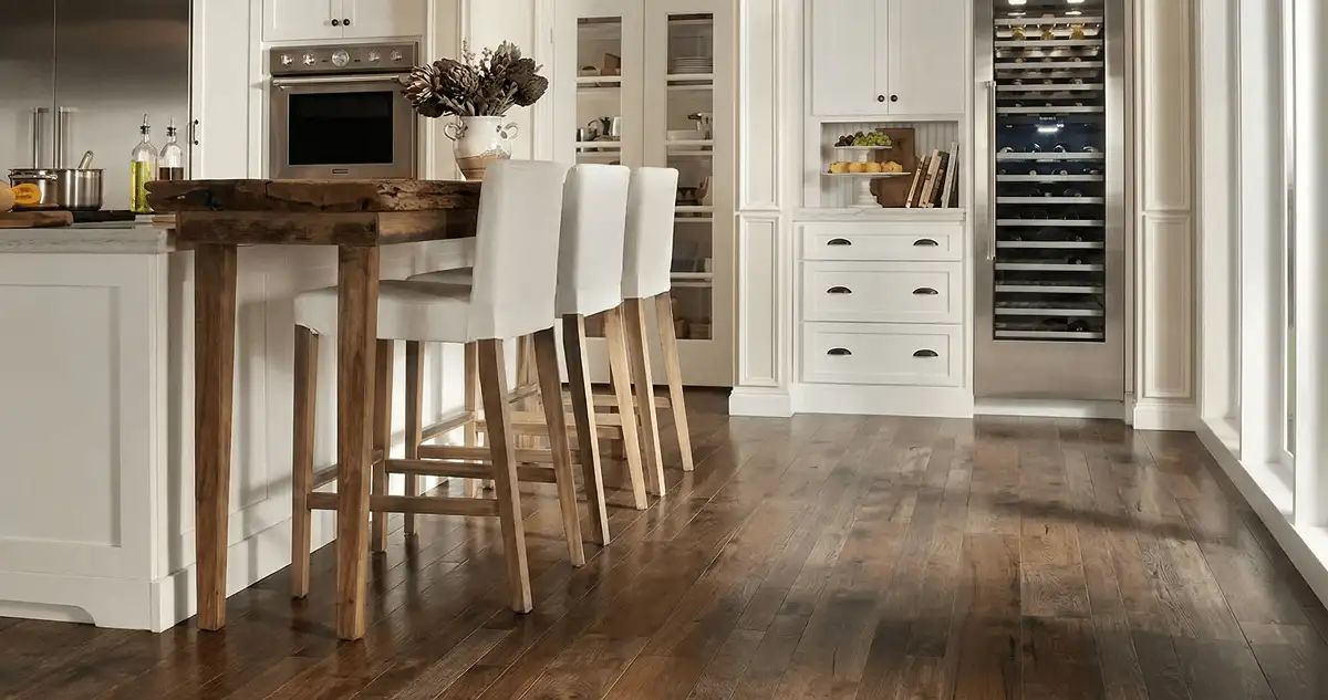 Professionally installed and refinished hardwood flooring in a residential home, showcasing smooth finish and natural wood tones in Bellevue, WA